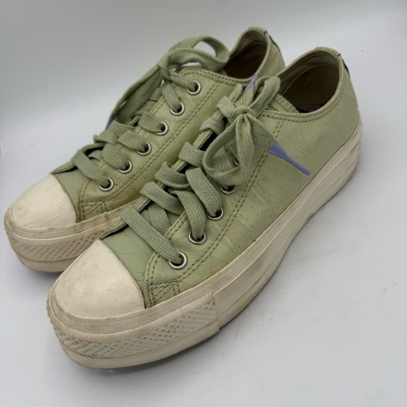 Converse Allstar Womens Lift OX Canvas Platform Green Flower Size 7.5 Lace Up - Picture 6 of 6